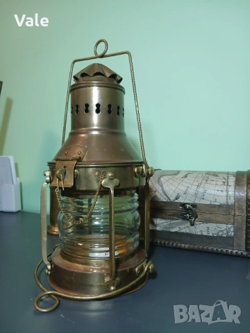 Стар морски фенер на свещ, снимка 2 - Антикварни и старинни предмети - 53065587