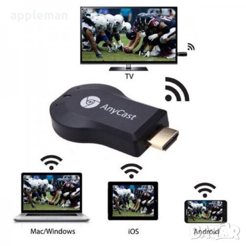 ANYCAST Chromecast мултимедиен HDMI плъер прожектор WiFi SmartTV apple, снимка 5 - Плейъри, домашно кино, прожектори - 29527386