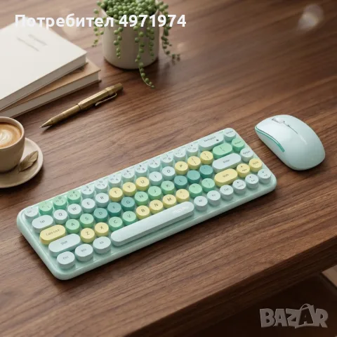 Комплект безжична клавиатура и мишка MOFII Bean, 2.4G - ергономичен дизайн и компактни размери