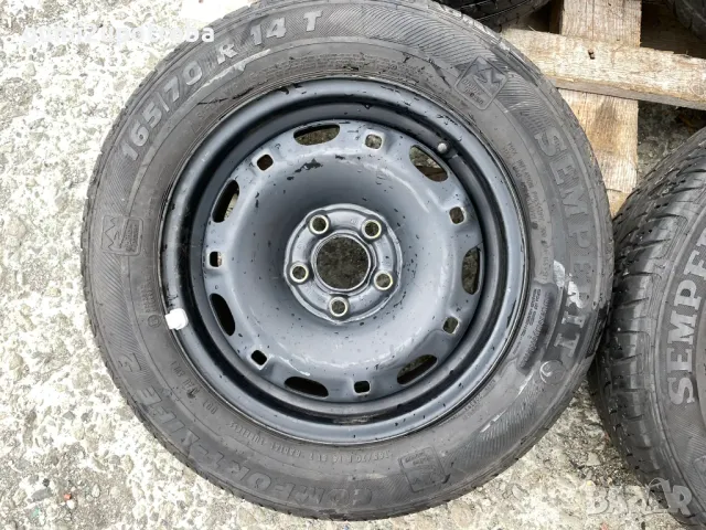 14 цола джанти 5х100 Skoda Fabia 5J et35 гуми 165/70/14 Симперит, снимка 3 - Гуми и джанти - 49799209