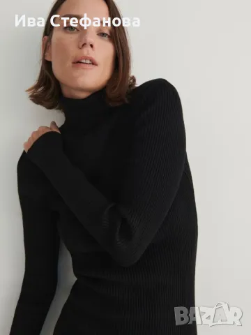 Черна класическа нова елегантна ежедневна еластична рокля рипс рипсена, снимка 11 - Рокли - 43379453