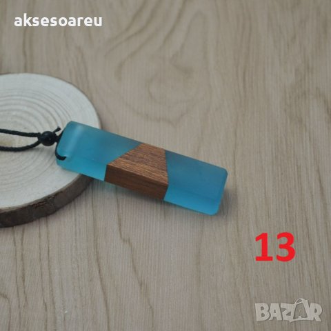 Нова мода дървено бижу дървена висулка смола колие за мъже и жени бижута плетено въже подарък ланец , снимка 18 - Колиета, медальони, синджири - 38359082