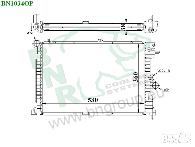 Воден радиатор BNR за OPEL BN1034OP, снимка 2 - Части - 14371274