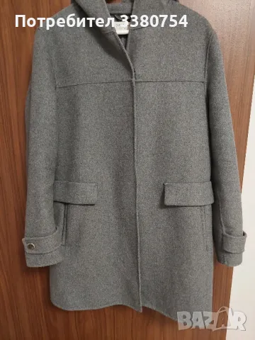 дамско палто с качулка цвят сиво, снимка 1