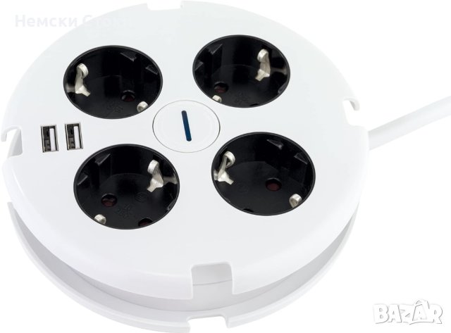 Разклонител REV с USB, зарядно,с превключвател,множество контакти 4-пътен, 2x USB, 140см, снимка 2 - Други - 42597494