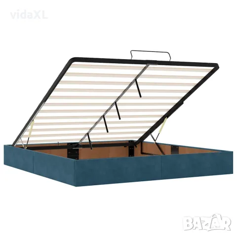 vidaXL Рамка за легло с османи без матрак Тъмно синьо 200x200cm Кадифе, снимка 10 - Спални и легла - 56147050