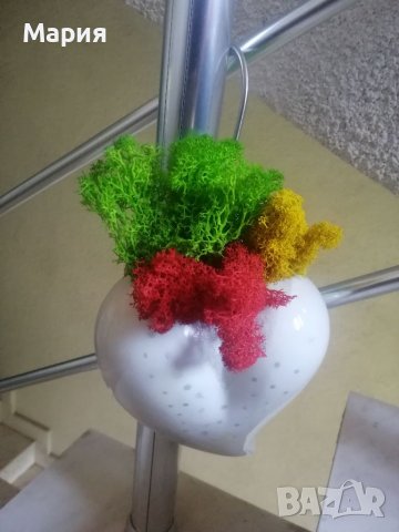 Нова керамична ваза сърце - Уникат със Скандинавски мъх , снимка 8 - Вази - 37125110