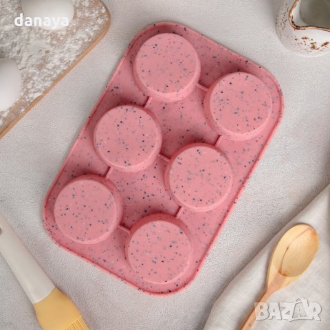 2672 Силиконова форма за мъфини Розов гранит, 6 гнезда, снимка 4 - Форми - 35490861