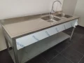 Работна маса от неръждаема стомана с две мивки , снимка 3