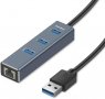 USB 3.0 хъб, TechRise 3-портов USB хъб за данни с 10/100/1000Mbps Gigabit Ethernet адаптер, снимка 1