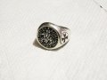 Стар Мъжки сребърен пръстен тамплиерски с ордена sigillvm militum xpisti - Войни на Христа., снимка 3