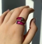 Сребърен пръстен с рубини , снимка 1