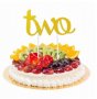 Two 2 години годинки бебешки чрд Рожден ден мек брокатен топер златист цвят декор за торта, снимка 1 - Други - 31751706