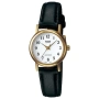 Дамски часовник Casio, черна кожена каишка, златен безел, LTP-1095Q-7B, снимка 2