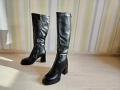 Нови дамски елегантни ботуши STILLO от естествена кожа зимни с вата на висок и дебел ток обувки № 38, снимка 1