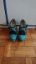 Тюркоазени велурени обувки на ток и платформа, снимка 2