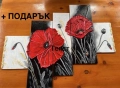 3D Модулна картина Червени макове (84х50см) 🌺🖼️ + Подарък кутийка за бижута, снимка 1