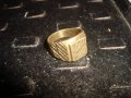 СТАР ПОЗЛАТЕН БРОНЗОВ ПРЪСТЕН ОРНАМЕНТИРАН РЪЧНО МАЙСТОРСКА АРТ ДЕКО СТИЛ ИЗРАБОТКА МАСИВЕН 18185, снимка 1