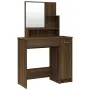 vidaXL Тоалетка с огледало, Кафяв дъб, 86,5x35x136 см, снимка 1