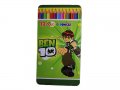 Цветни моливи BEN 10 - 12 цвята, метална кутия | ПРОМОЦИЯ, снимка 1 - Ученически пособия, канцеларски материали - 34089560