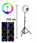 LED Ринг-лампа RGB (12 инча) 15 Цвята+Бяло с трипод 210 сантиметра, снимка 1 - Чанти, стативи, аксесоари - 36825421