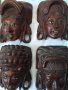 Колекция от четири дърворезбовани статуетки женски глави, снимка 7