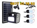 СОЛАРЕН КОМПЛЕКТ с 3 лампи соларна система, слънчев панел, акумулатор , снимка 1 - Къмпинг осветление - 30152542