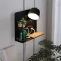SUNLLOK Модерна LED стенна лампа с USB порт и рафт, черна, снимка 6
