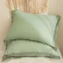 2бр. Бохемска калъфка за възглавница 40 x 80 см, зелено, пискюл, ресни, снимка 1