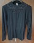 Дамска черна блуза с дантела, снимка 1 - Блузи с дълъг ръкав и пуловери - 38652798
