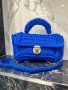 Дамска ръчно плетена модерна синя чанта, снимка 2