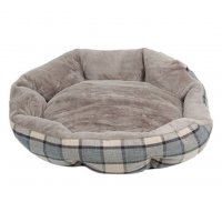 Легло за кучета - Кръгло, сиво, карирано , снимка 1 - За кучета - 30827867