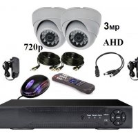 AHD DVR + 2 броя камери AHD 720р 3мр матрица Sony CCD + 2кабела, снимка 1 - Комплекти за видеонаблюдение - 30937529