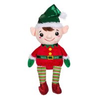 Коледна играчка Плюшен Елф със Зелена блестяща шапка, 50 см, снимка 2 - Плюшени играчки - 42788814