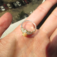 925 сребърен пръстен с бял опал 8x6мм, тегло 2.9гр.  , снимка 5 - Пръстени - 44927828