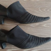 Елегантни обувки комбинация плат еластан и кожа, снимка 3 - Дамски елегантни обувки - 29709578