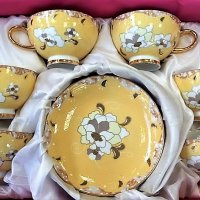 Комплект луксозни чаши за чай и кафе от костен порцелан, снимка 12 - Чаши - 31773998