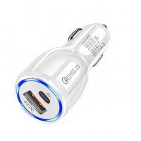 Зарядно 12-32V 2 USB порта USB + Type C, 18W Fast Charge Digital One SP00600 - изход от 5 до 12V и T, снимка 1 - Зарядни за кола - 39032373