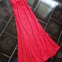 Дълга рокля в червена дантела, снимка 2 - Рокли - 30568177