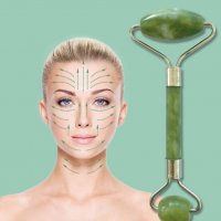 Двустранен ролер масажор за лице с нефрит Anti-aging facial massager, снимка 1 - Масажори - 34114525