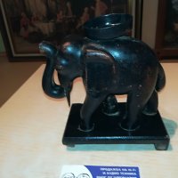 слон-свещник-внос франция-15х15х8см, снимка 2 - Антикварни и старинни предмети - 29497831