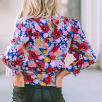 Дамска блуза с дълъг ръкав и флорален принт, 100% памук, снимка 3 - Блузи с дълъг ръкав и пуловери - 44414546