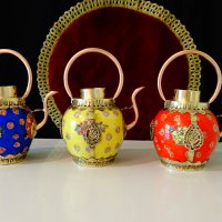 Тибетски чайник,кана от порцелан,мед и месинг. , снимка 13 - Антикварни и старинни предмети - 37512675