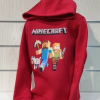 Нов детски суичър с дигитален печат MINECRAFT (Майнкрафт) в червен цвят, снимка 3 - Детски анцузи и суичери - 39094856
