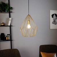 Пендел EGLO Carlton, винтидж пендел, ретро висяща лампа от стомана в матово злато, снимка 3 - Лампи за таван - 39970711