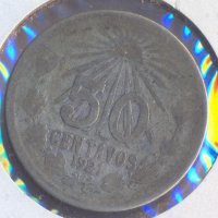 Мексико 50 сентавос 1921 година, сребро 8 гр., 720 проба, снимка 1 - Нумизматика и бонистика - 30150827