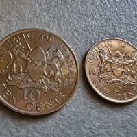 Монети. Африка. Кения. 5 и 10 шилинга. 1989, 1990 година., снимка 2 - Нумизматика и бонистика - 37163124