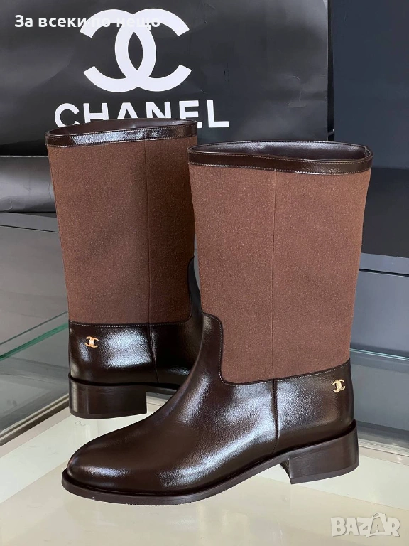 Chanel Boots Дамски Кафеви Зимни Ботуши Код SK747, снимка 1