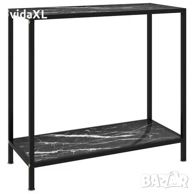 vidaXL Конзолна маса, черна, 80x35x75 cм, закалено стъкло(SKU:322834), снимка 1