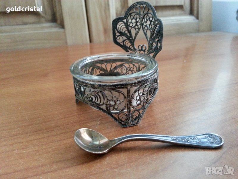 Стара руска солничка солница  филигран , снимка 1
